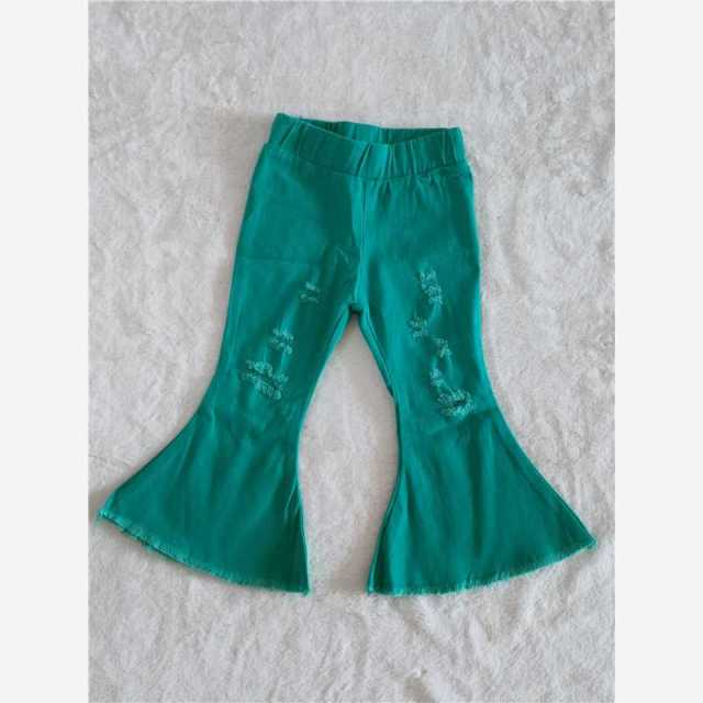 C14-31 green denim flared jeans