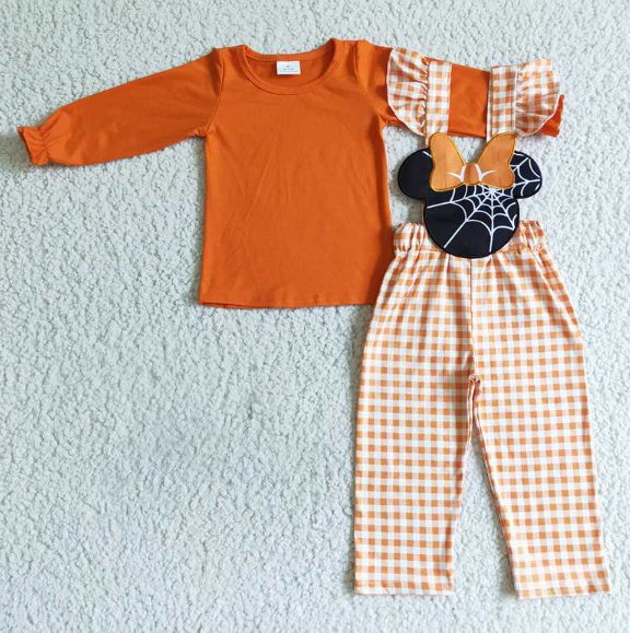 GLP0067 Girl's head orange long-sleeved overalls suit