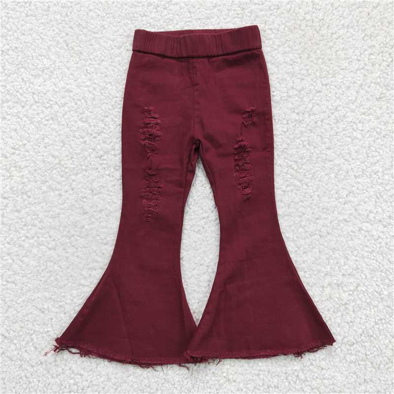 P0047 Dark Red Elasticated Jeans