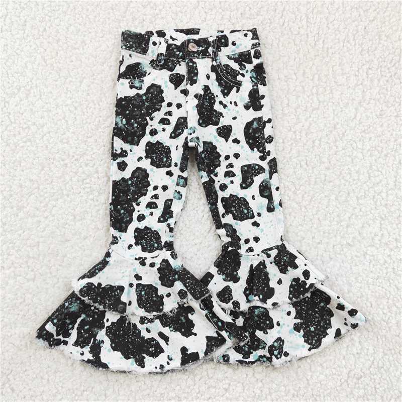 P0031 Cow Blue Highlight Double Lace Denim Pants