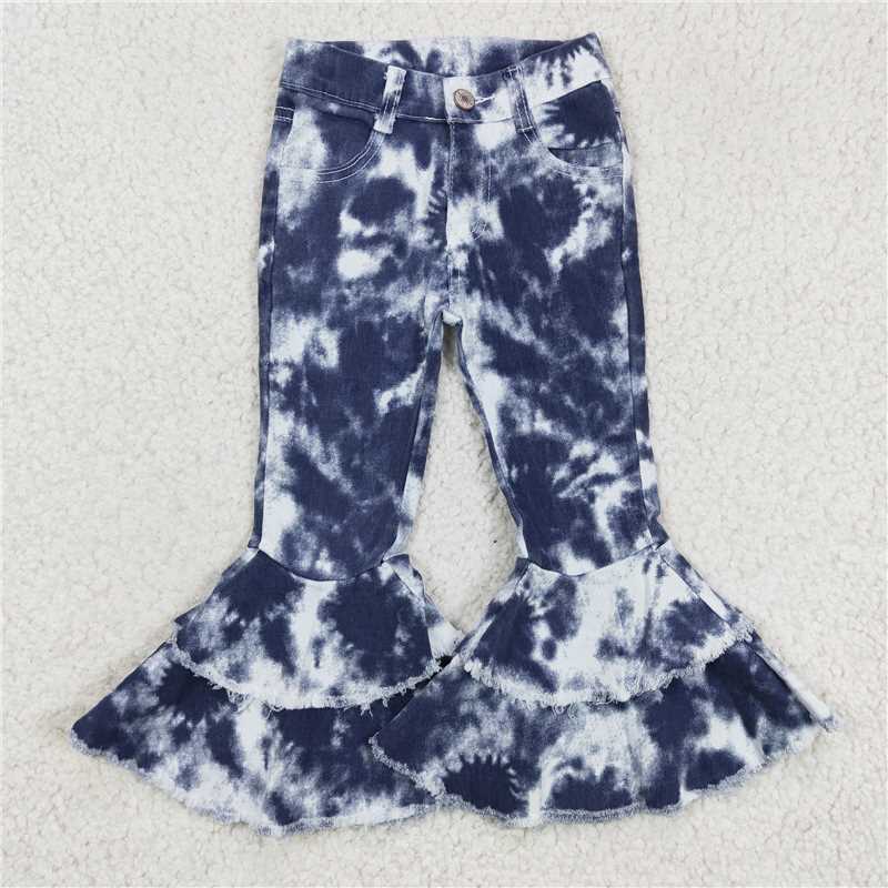 P0035 Blue Tie Dye Double Lace Jeans