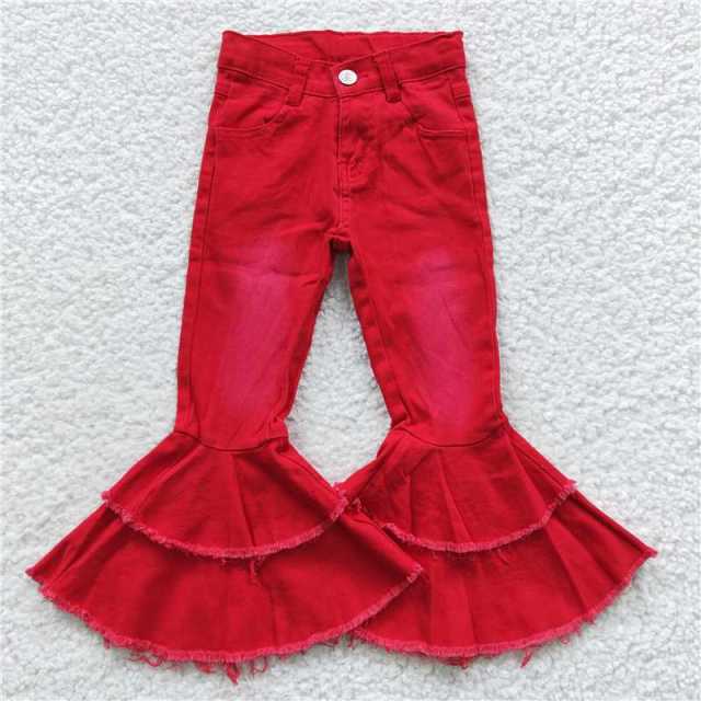 P0006 Red Double Lace Denim Pants