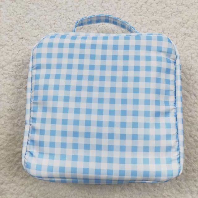 BA0089 Blue and white plaid lunch box bag