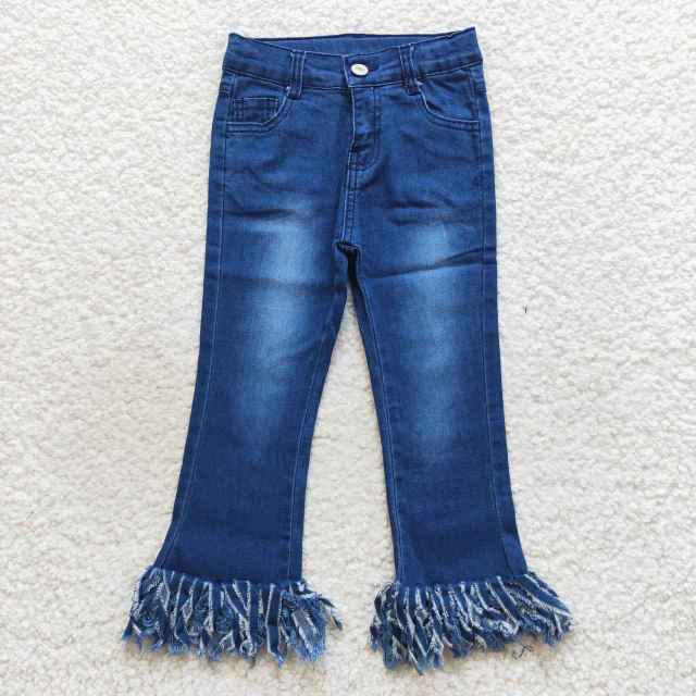 D4-29 Navy blue fringed jeans