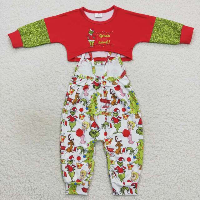 GLP0687 Christmas red green long sleeve white Pants Suit