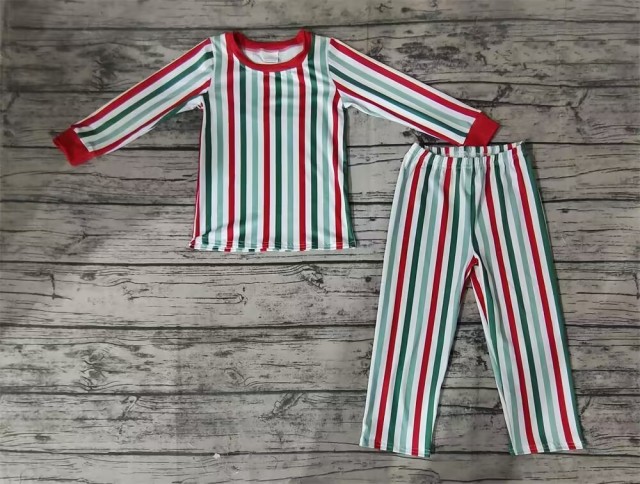 Pre-order boys summer clothes colorful stripe long sleeve pants set