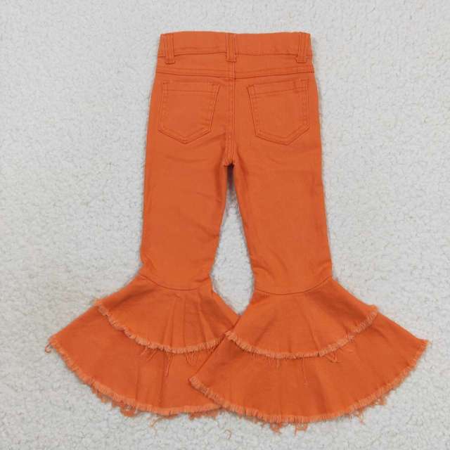 P0322 Dark orange bleached double lace jeans