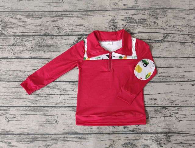 Pre-order kids summer clothes red long sleeve top