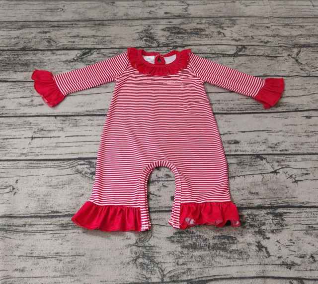 Pre-order girls summer clothes red stripe long sleeve jumpsuit
