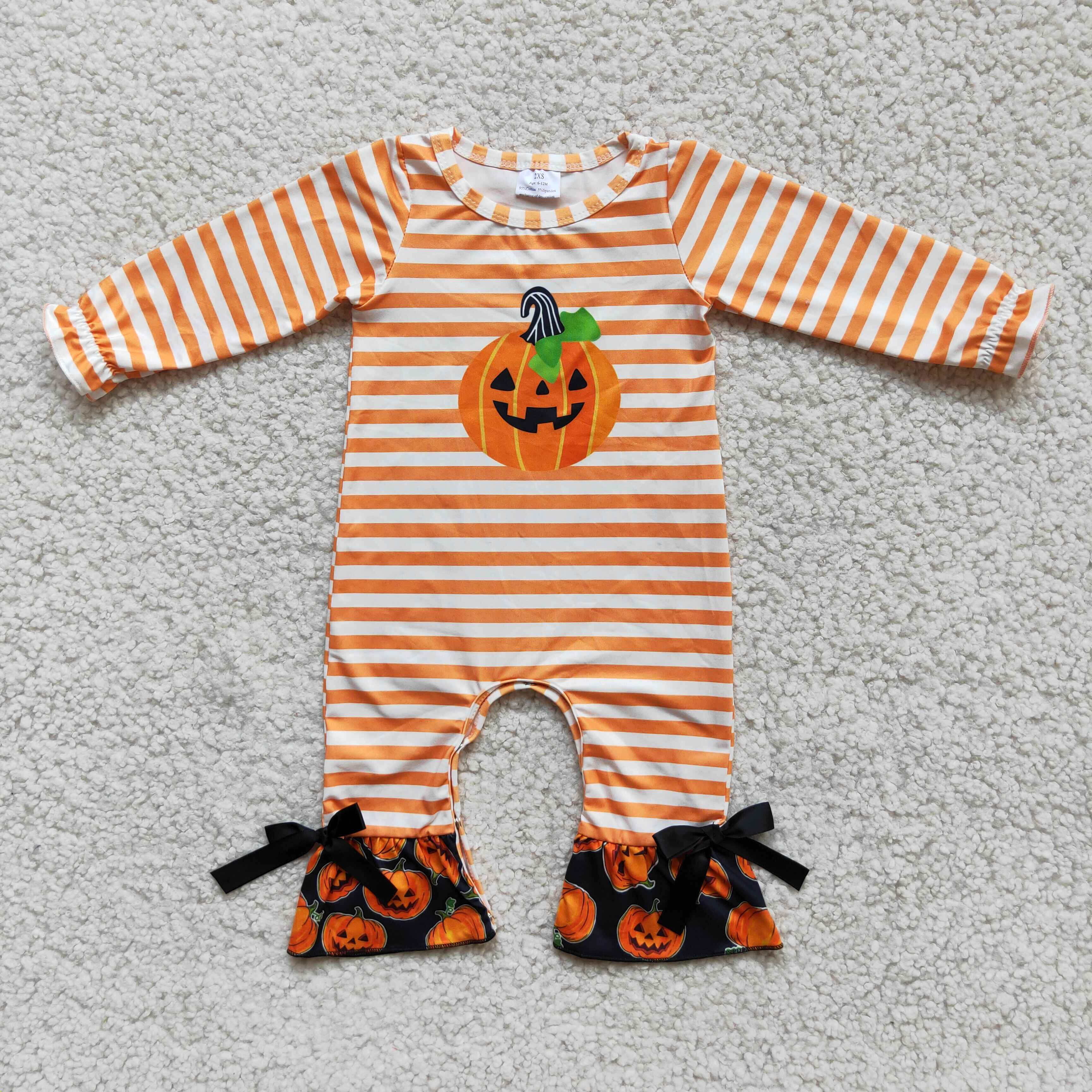 6 A13-2 Pumpkin Striped Romper