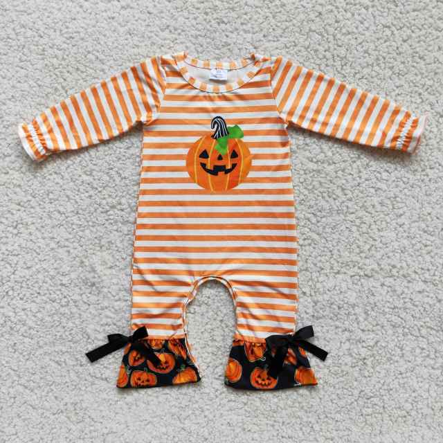 6 A13-2 Pumpkin Striped Romper