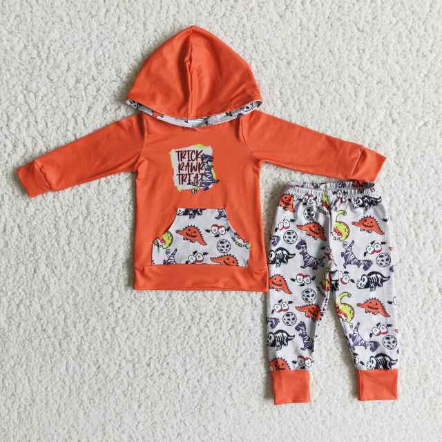 6 B9-4 Boys Orange Hooded Pocket Trick Winter Suit