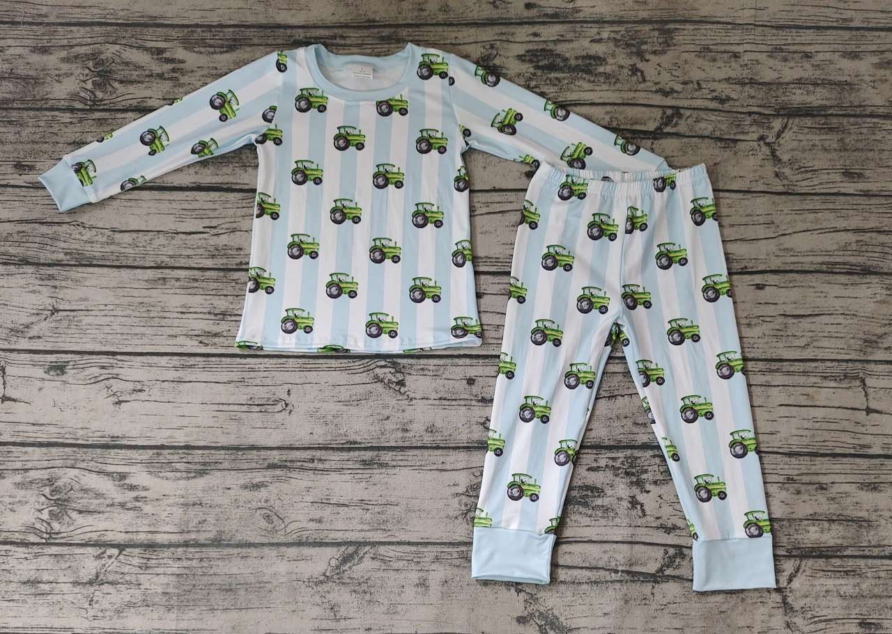 Pre-order boys summer clothes green truck long sleeve pants set