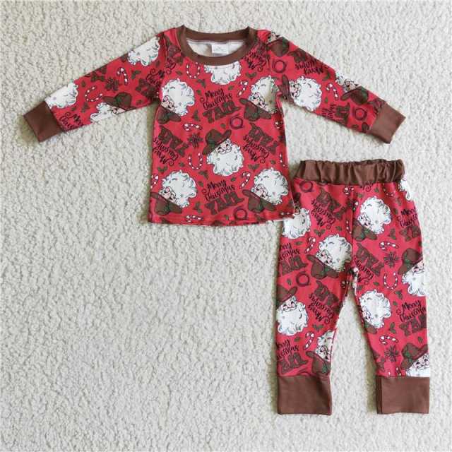 BLP0131 Boys Christmas Alpine Cow Cactus Long Sleeve Pants Suit pajamas set
