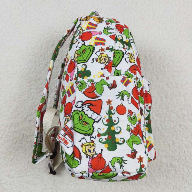 BA0138 Christmas cartoon grinch white backpack