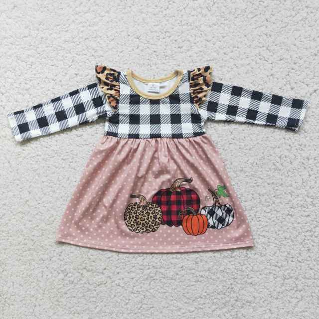 6 A14-18 pumpkin plaid long sleeve skirt