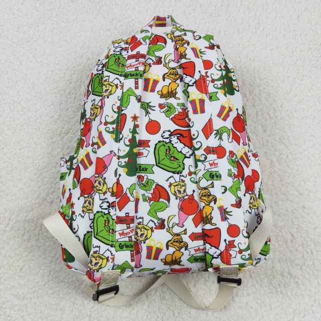 BA0138 Christmas cartoon grinch white backpack