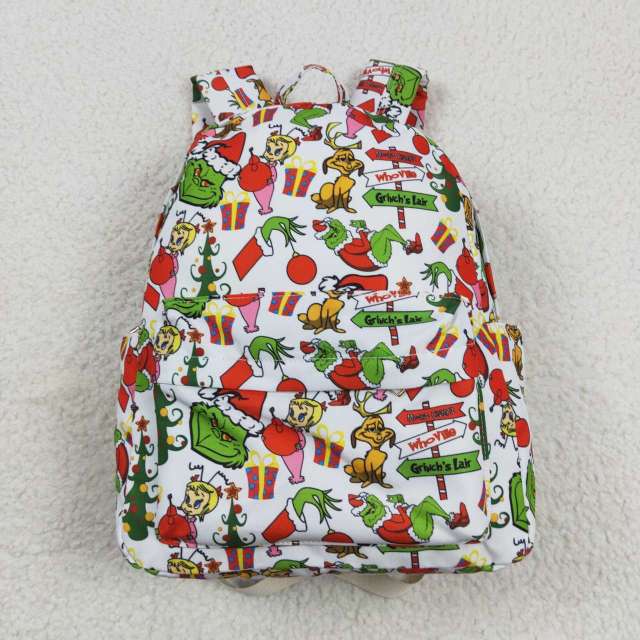 BA0138 Christmas cartoon grinch white backpack