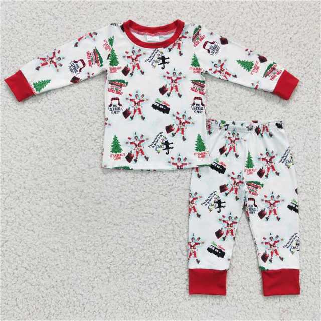 6 C11-16 Boy's Electric Christmas Tree Pajamas Pajamas Set