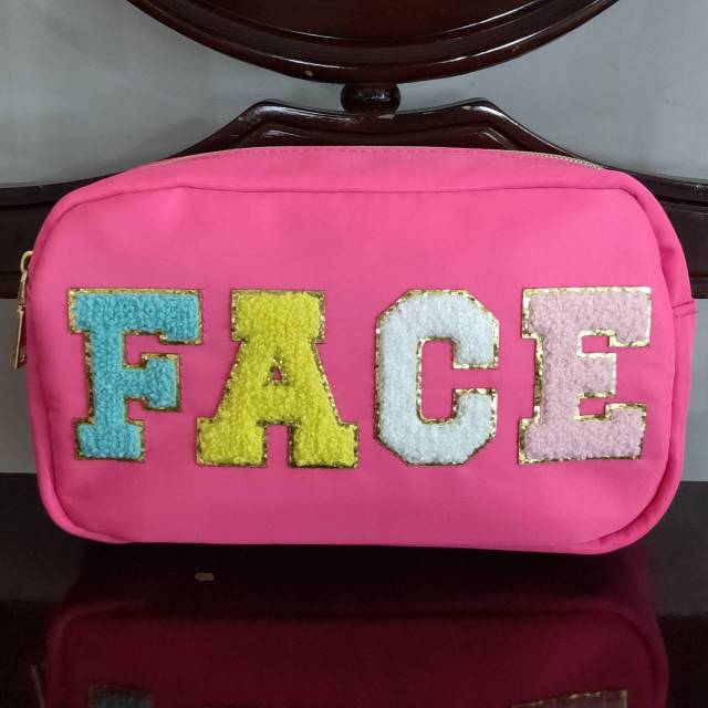 BA0094 face letter pink cosmetic bag