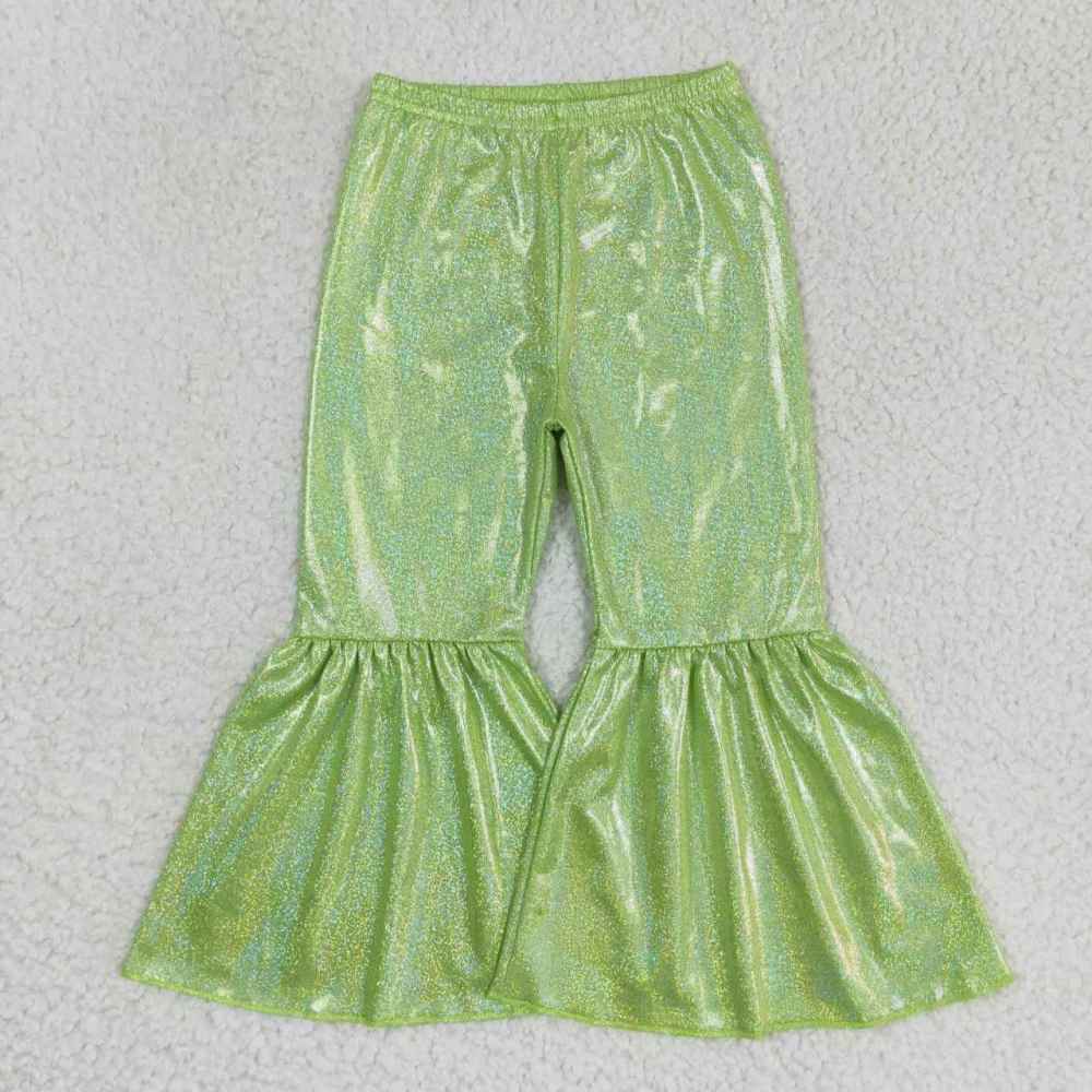 P0189 Green satin hot stamping pants