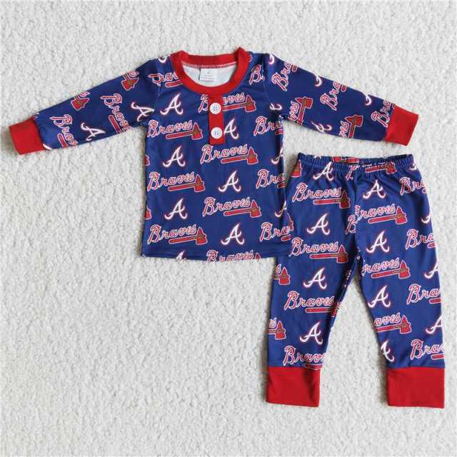 6 A29-19 Boys Alphabet Blue pajamas set