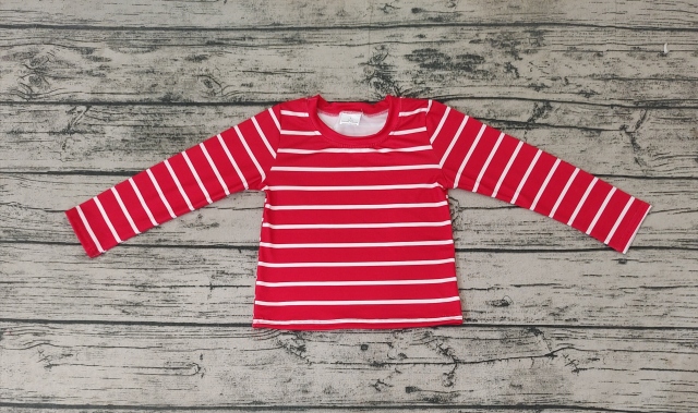 Pre-order kids summer clothes red stripe long sleeve top
