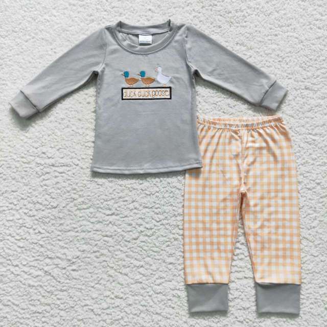 BLP0310 duck goose embroidered duck goose animal gray long sleeves Pants Suit