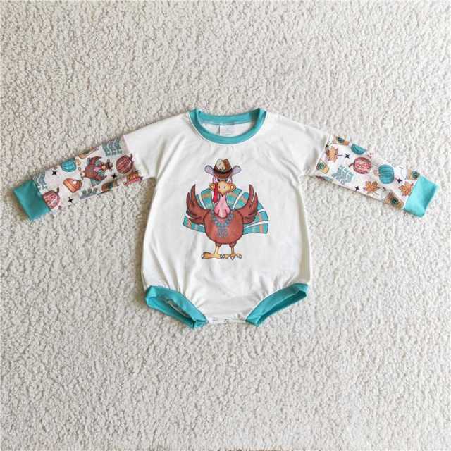 LR0170 Thanksgiving Turkey Long Sleeve Jumpsuit