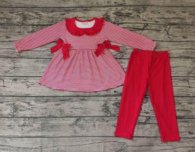 Pre-order girls summer clothes red long sleeve pants set