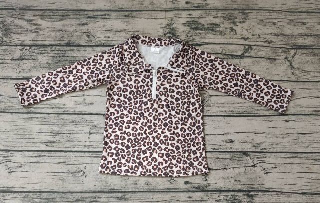 Pre-order kids summer clothes leopard long sleeve top