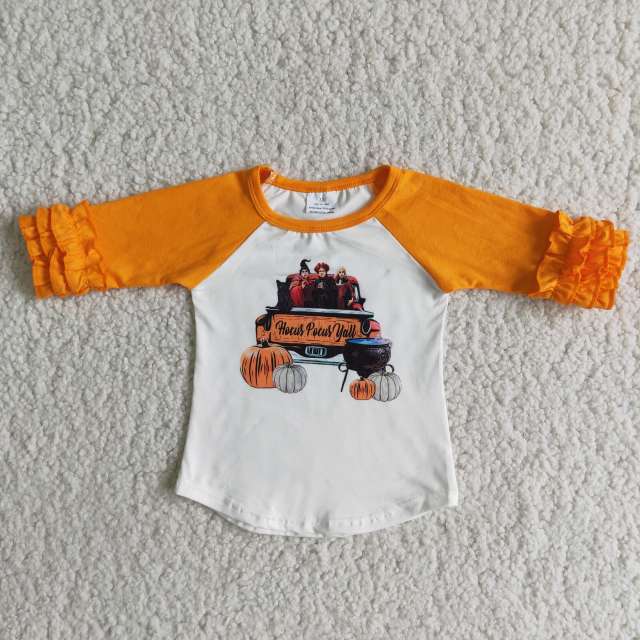 6 A3-17 Pumpkin Orange Three Quarter Sleeve Top