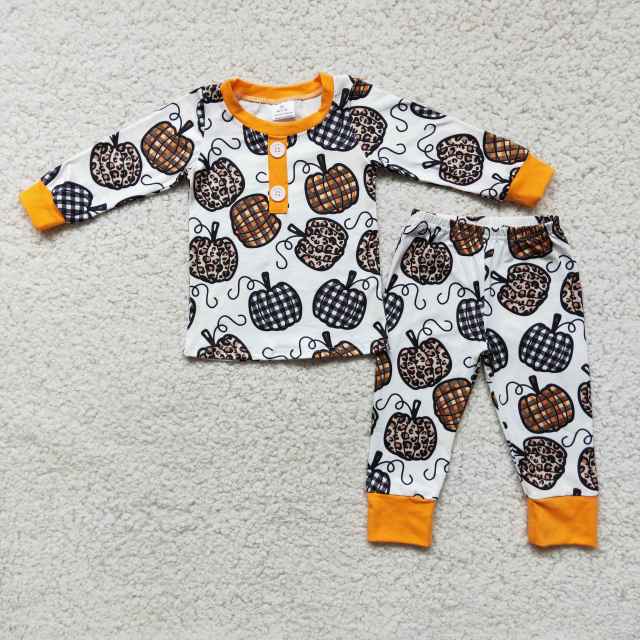 6C11-38 Pumpkin Boy Pajamas Long Sleeve Pants Set