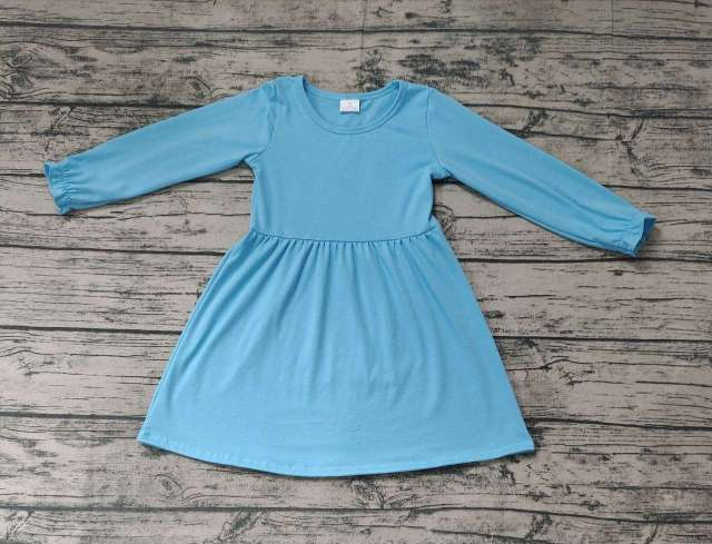 Pre-order girls summer clothes blue long sleeve dresses