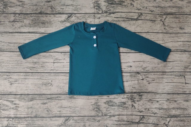 Pre-order kids summer clothes dark green long sleeve top