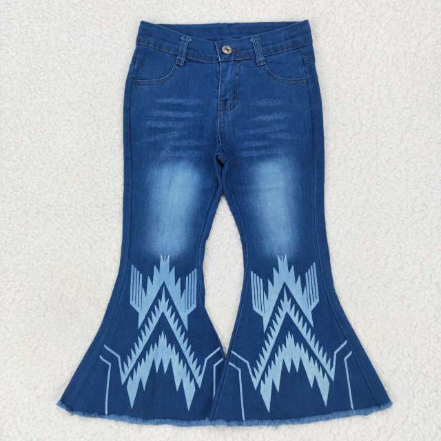 P0126 Geometric blue denim Jeans