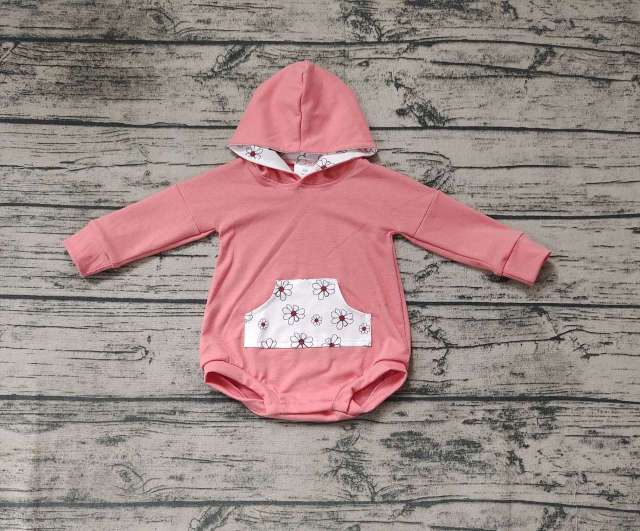Pre-order girls summer clothes pink hooded long sleeve jumpsuit