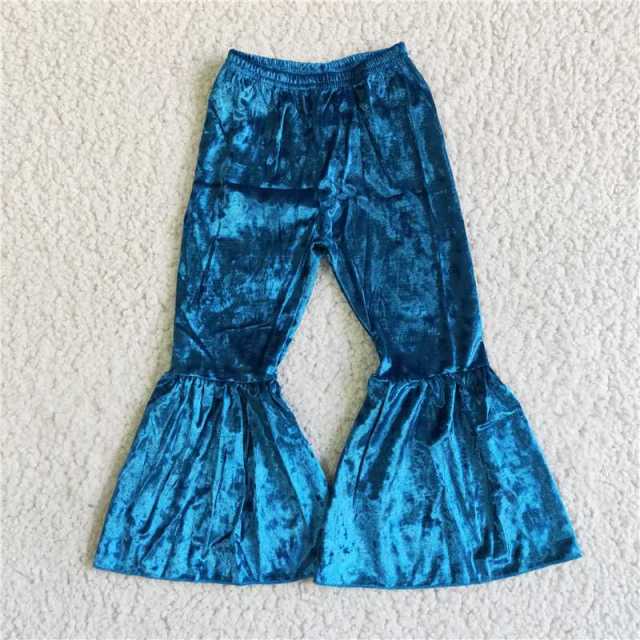 A6-1-1 Blue velvet bell bottoms