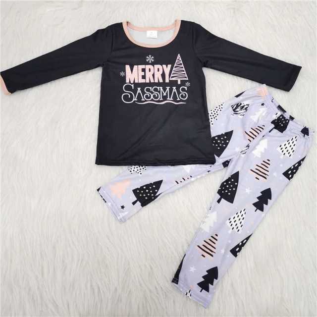 6 A25-16 Christmas girl black top and pants suit