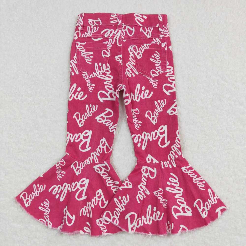 P0295 barbie letter rose denim Jeans