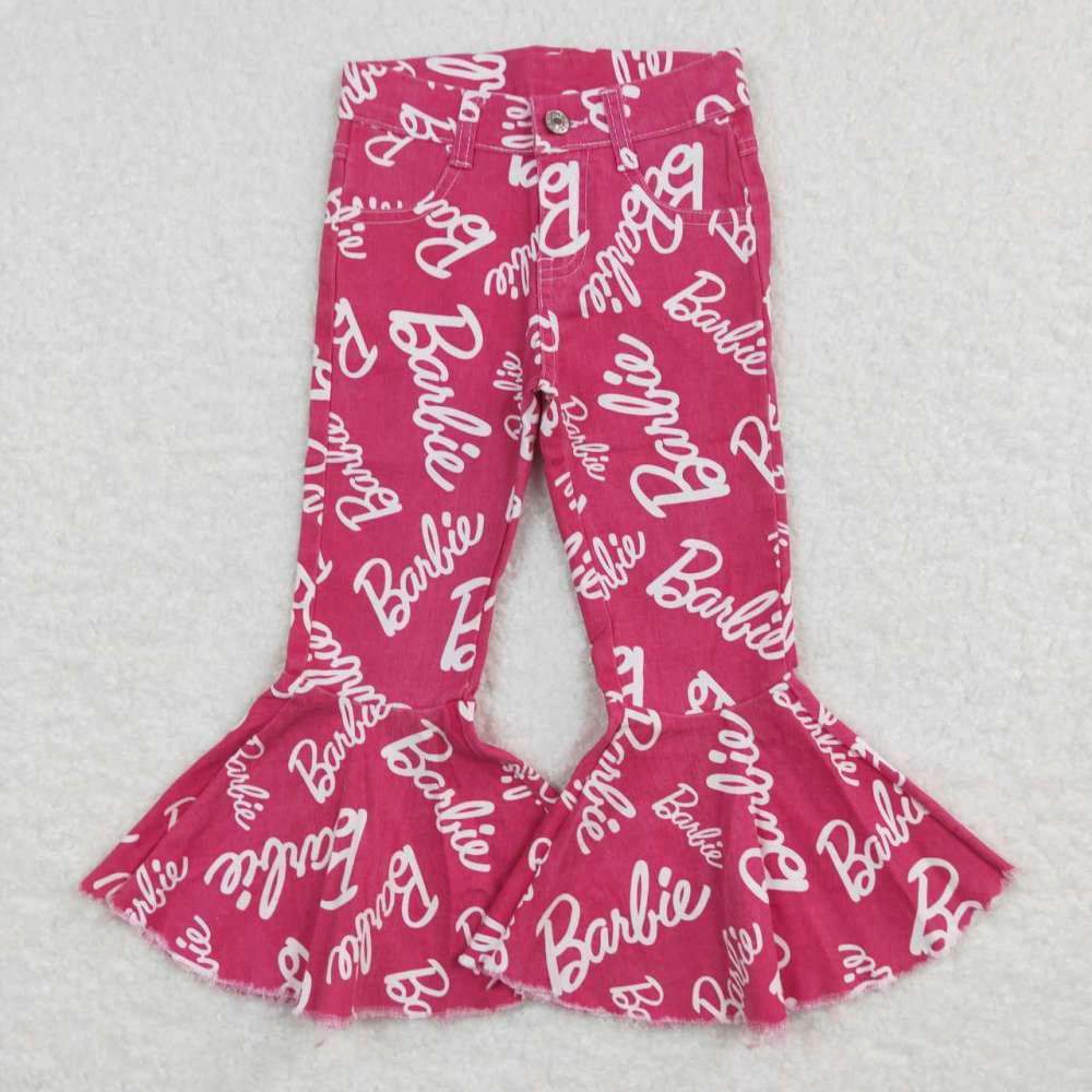 P0295 barbie letter rose denim Jeans