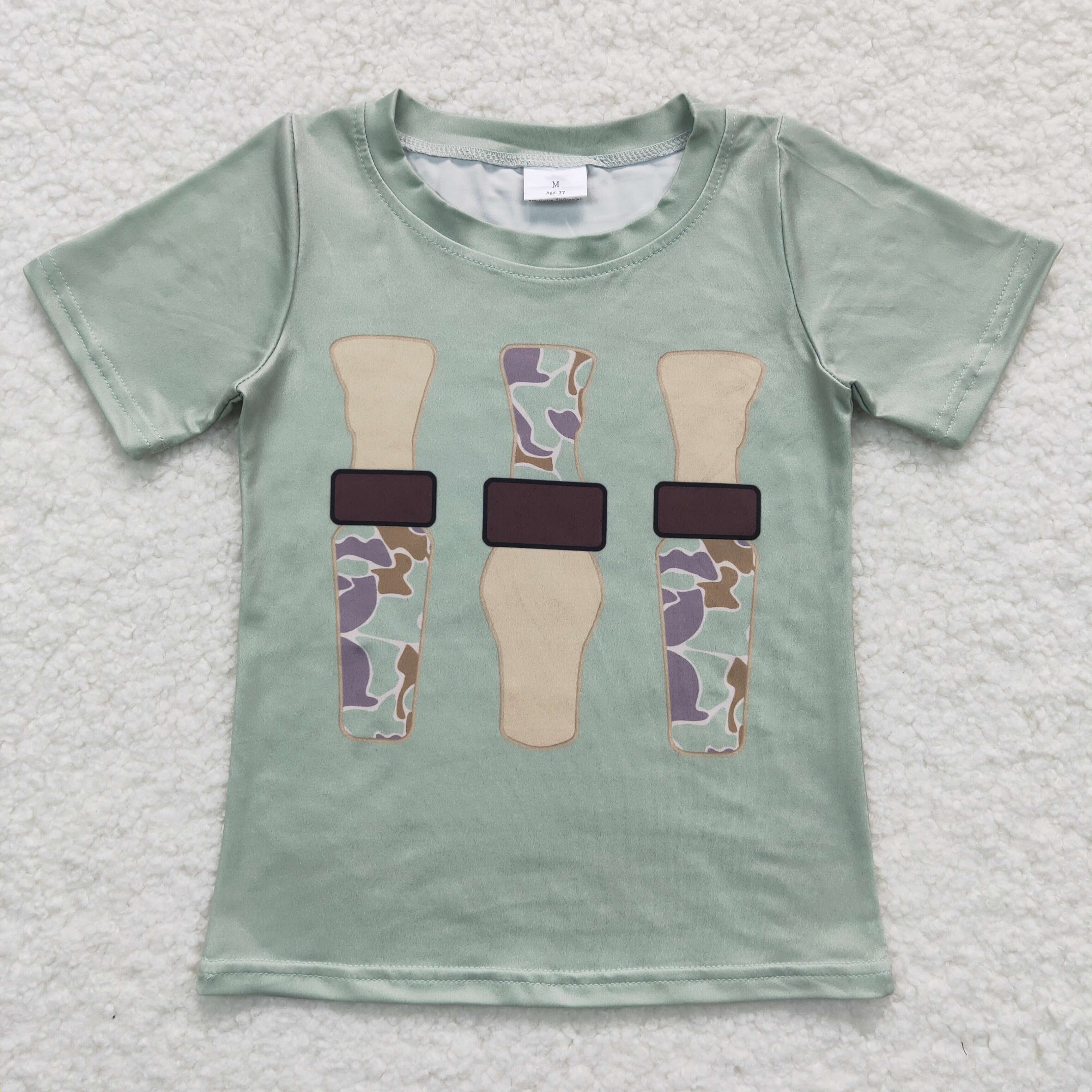 BT0374 Camouflage bottle green short-sleeved top