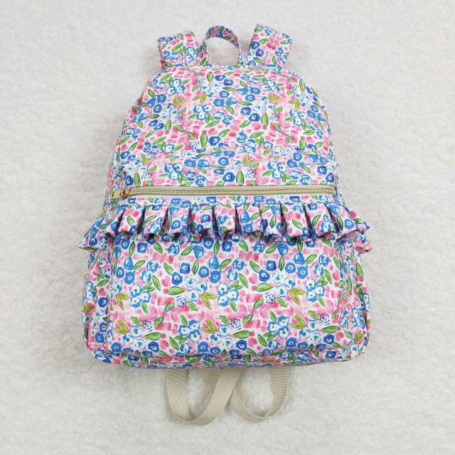 BA0098 Blue floral pink backpack