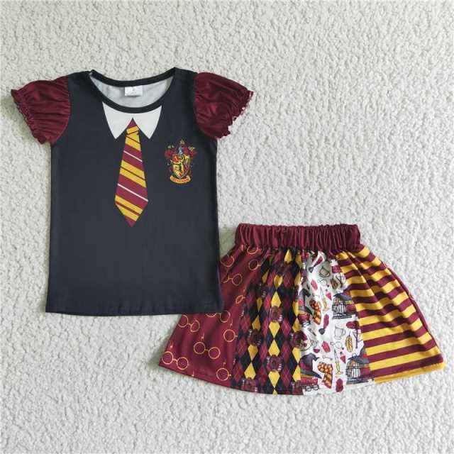 GSD0103 Halloween Harry Potter Short Sleeve Skirt Set