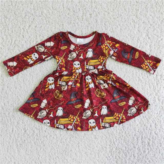 6 A6-4 Dark red Harry Potter long-sleeved Dress