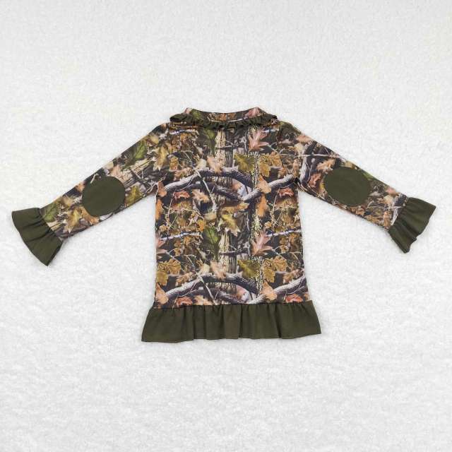 GT0311 Branch camouflage deer lace zippered long-sleeved top