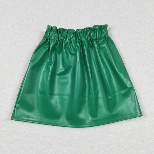 GLK0018 green leather skirt