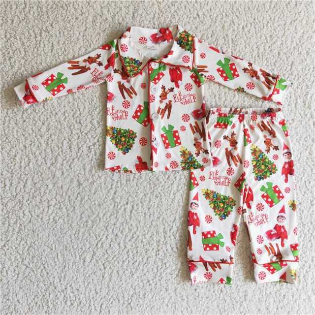 6 B4-39 Boys Christmas Little Elf Pajama Set