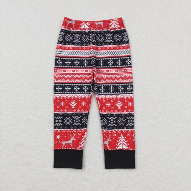 P0342 Snowflake Reindeer Red and Black Pants