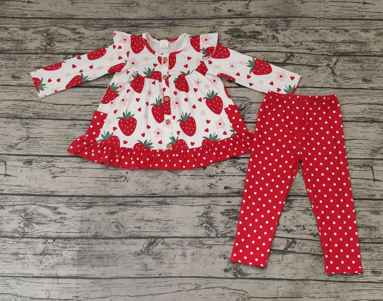 Pre-order girl summer clothes red long sleeve pants set